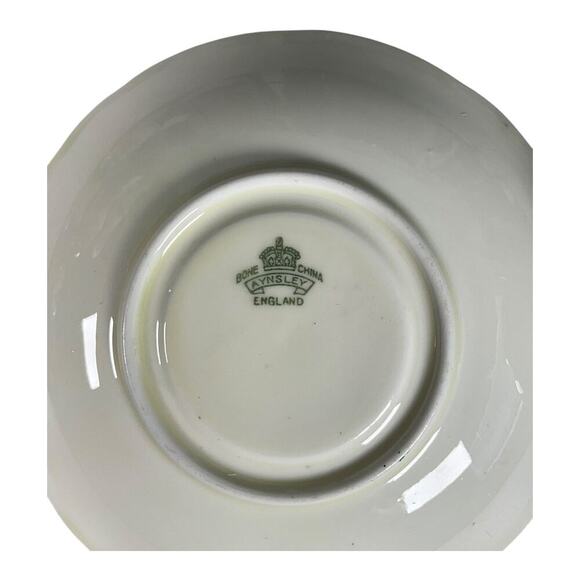 Vintage AYNSLEY Tea Cup & Saucer Set Bone China Vibrant Green Floral Bouquet - Picture 8 of 10